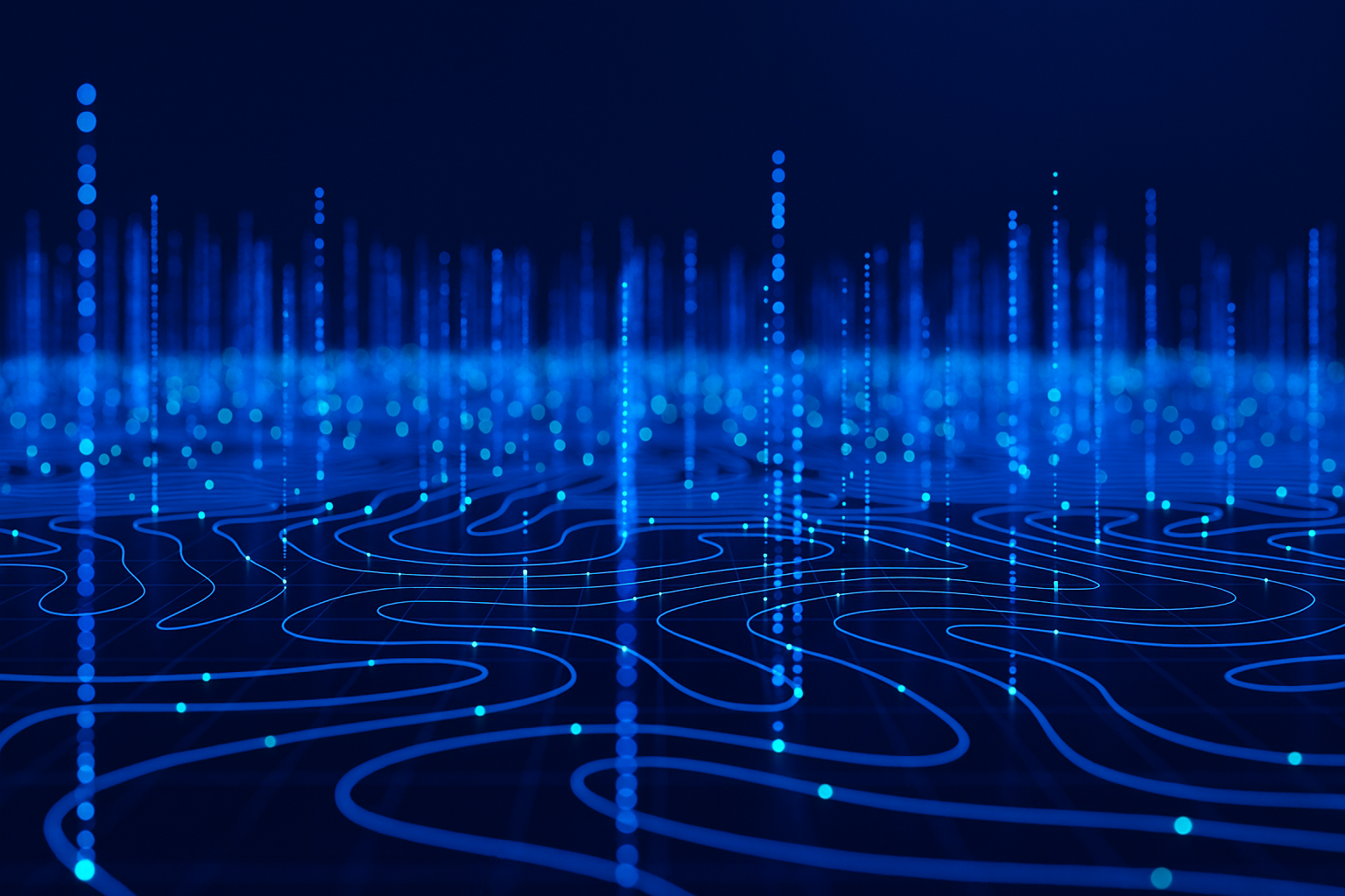 Abstract data network visualization representing data readiness for artificial intelligence.