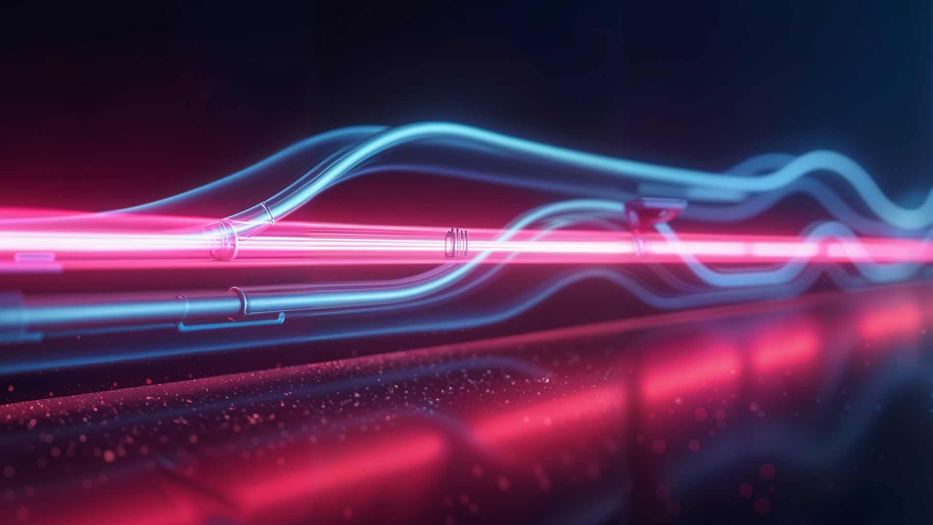 Abstract light trails representing the pace and complexity of enterprise modernization.