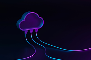 abstract cloud plugged into neon lines