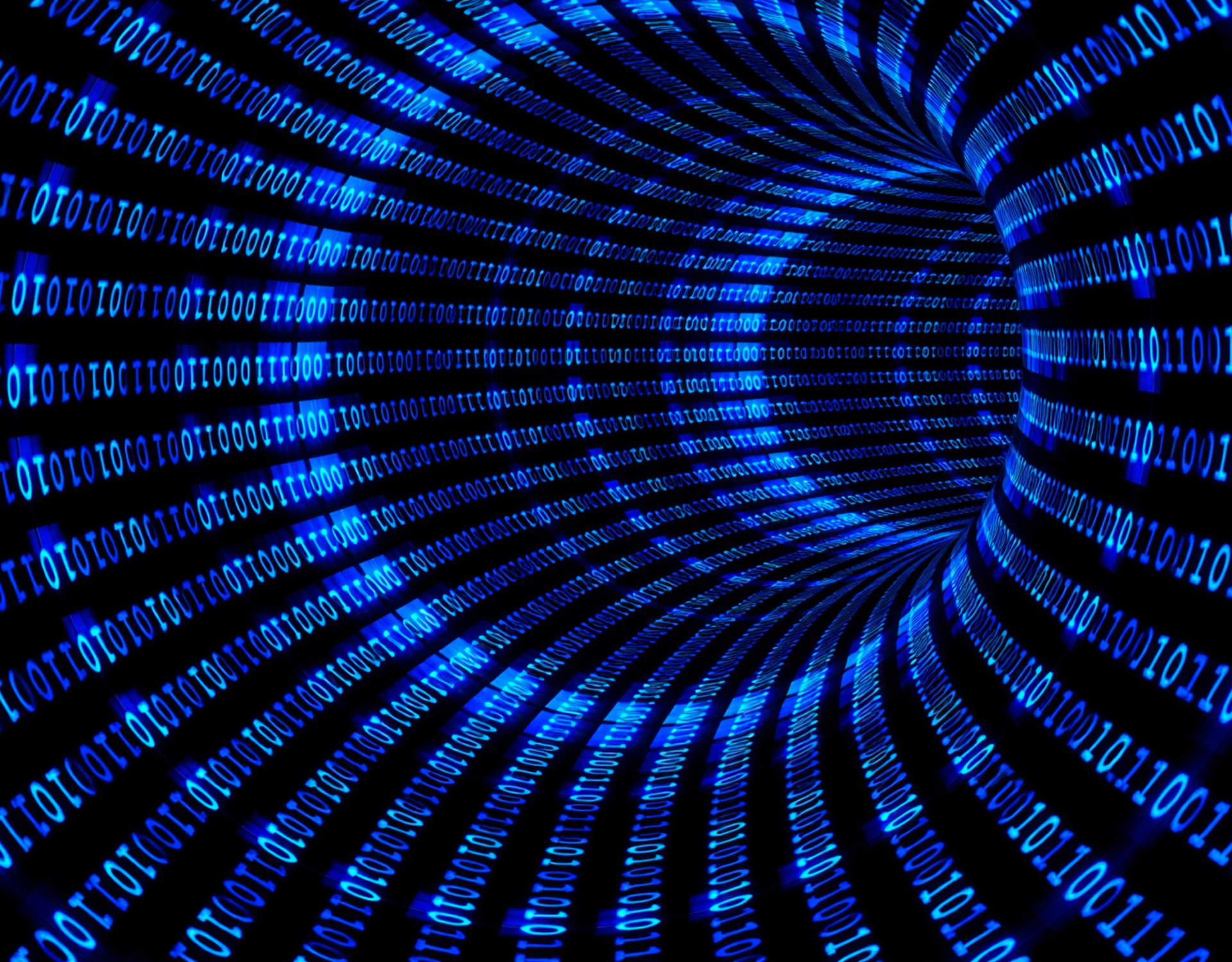 blue and black tunnel made up of data