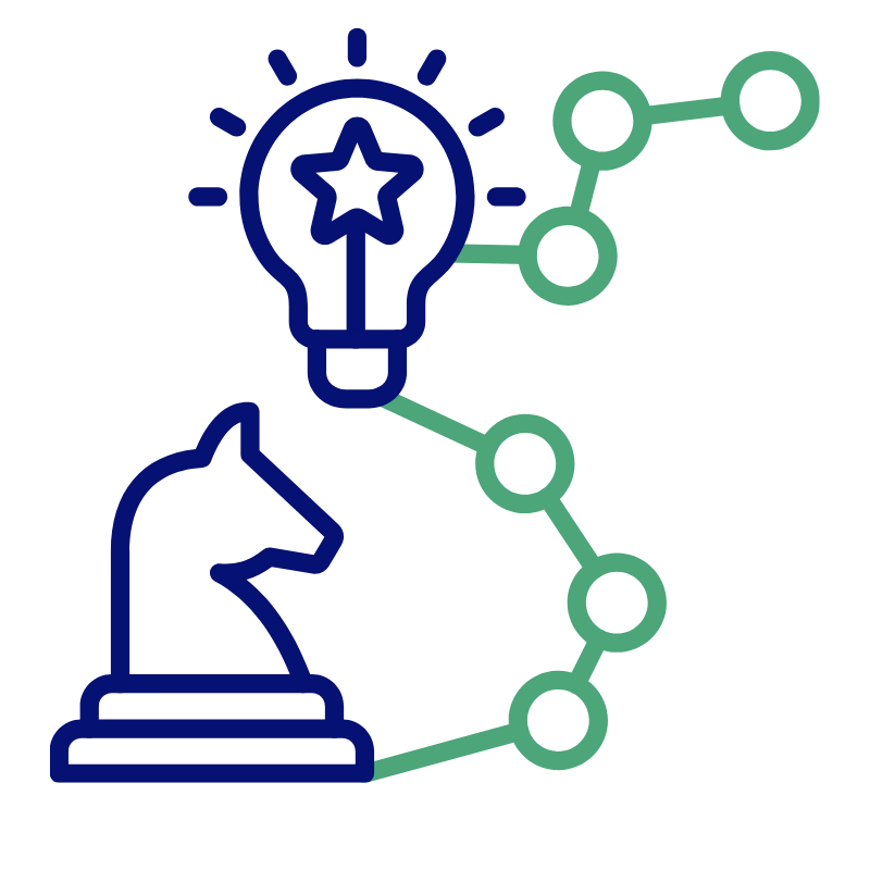 blue and green strategy icon
