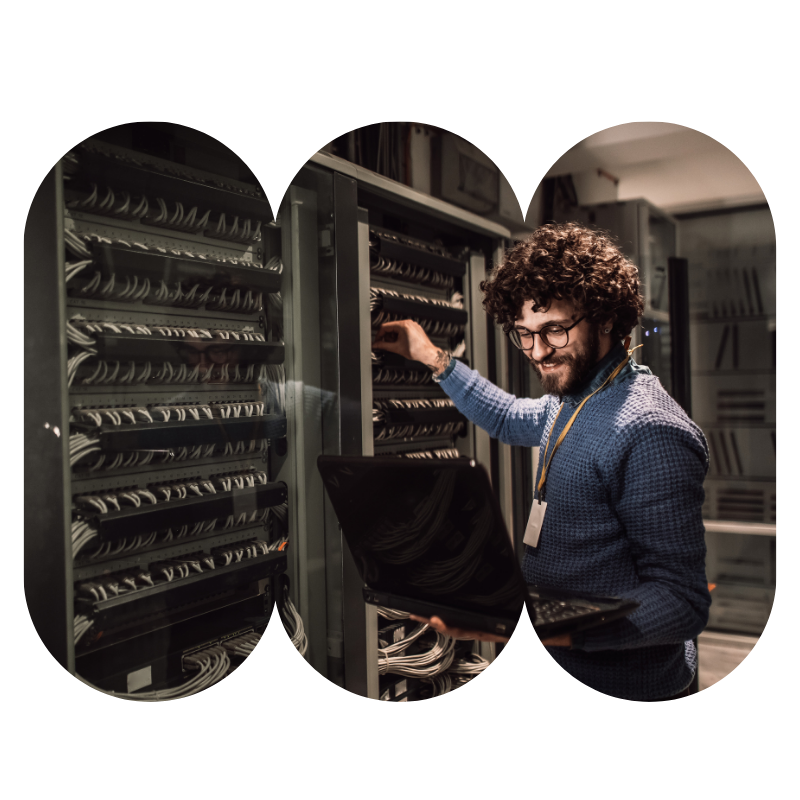 young tech in a data center young tech in a data center