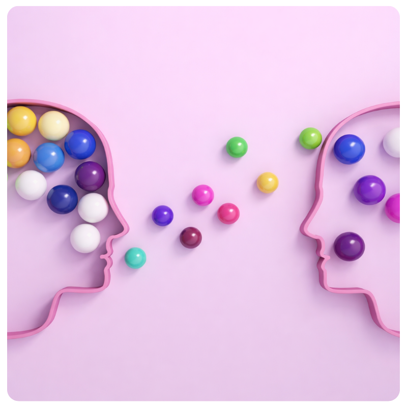 outline of two heads with colorful beads