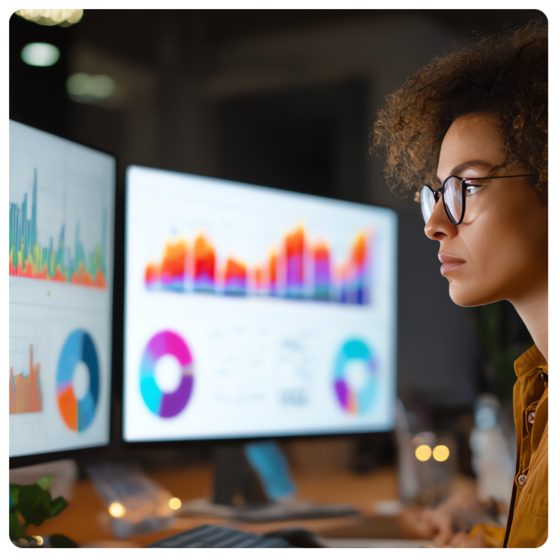 young black female analyzing data on a computer young black female analyzing data on a computer